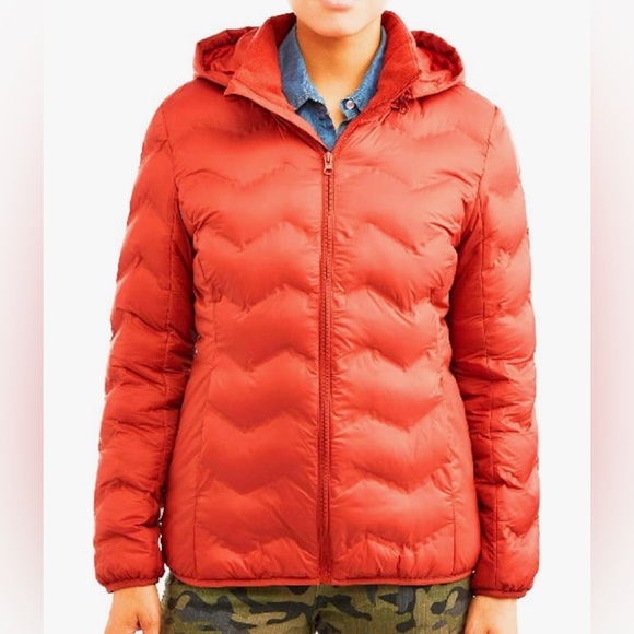 NWT Time & Tru Women's Wind Resistant Bubble Coat X-Small 0/2, Orange - Picture 2 of 3